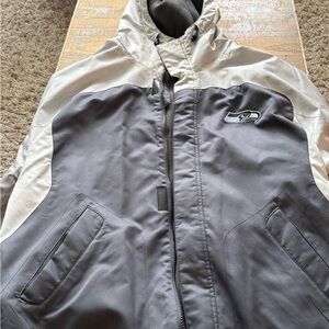 Reebok Gray and White Windbreaker Jacket